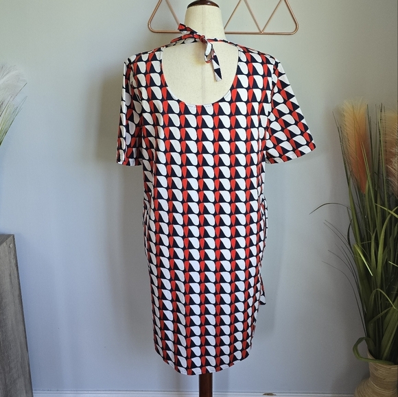 COS NEW Red White Navy Oversized Printed Poplin Shirt Shift Dress SZ 8 Mod Retro - Picture 10 of 16